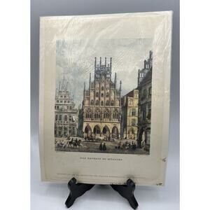 Art Print Germany Munster New Town Hall Photogravure Lightly Colored 12 x 8 ins